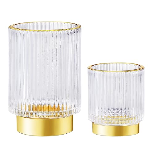 Makeup Brush Holder Organizer,Toothbrush Holders,Desk Pen Pencil Holder,Multifunctional Vintage Glass Brush Cup（S+L/White/A3-4-US） - color: White, size: Small+Large