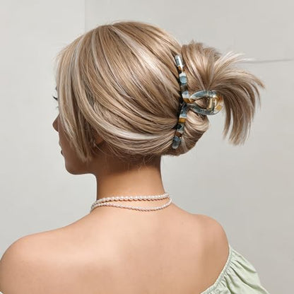 Large Butterfly Hair Claw Clips with Long Thick Hair Big 5.1" Ripple Clips Hair Accessories for Women Girls Gifts 2 Pcs - color: RippleBlueBrown-2