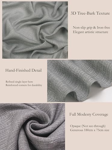 Lightweight Cotton Linen Feel Scarf Shawl Wrap Hijab for Women, Travel Fall Winter Gift - color: Mcspz2530-1#grey