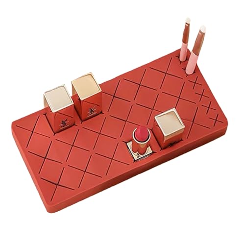 Silicone Lipstick Organizer 18+6 Slots, Lipstick Holder Stand Square Nail Polish Rack for Brush Lip Eye Stick Nail Polish Brushes Eyebrow, Wine Red - color: Wine Red