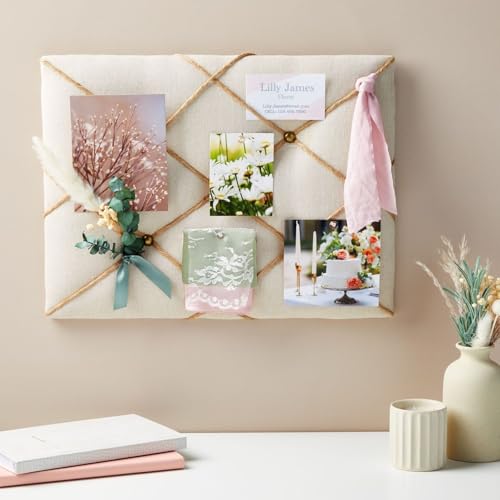 Farmlyn Creek Rectangular Fabric Bulletin Board - Picture Board for Photos - Farmhouse Style & Office Wall Decor - 16 x 12 in, Beige (Pack of 2) - size: 16 x 12 Inches (Pack of 2)