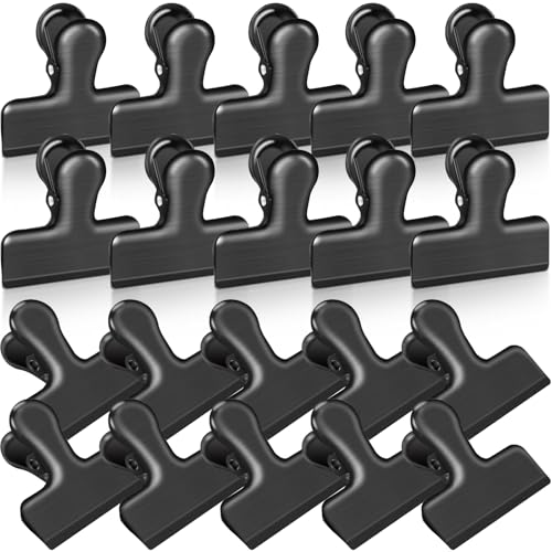 Bag Clips, 20 Pack Stainless Steel Chip Clips for Food, 1.6''(40mm) Small Food Clip Heavy Duty Snack Clamp Clip for Office Kitchen Home, Black - color: Black, size: Small-20p