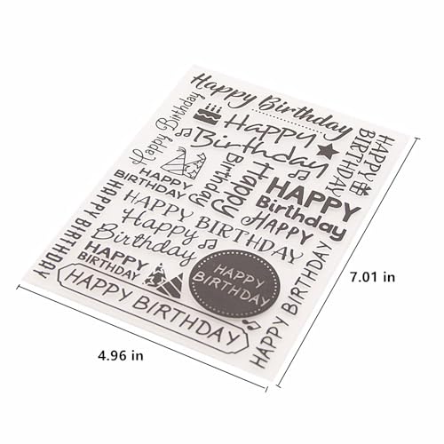 Happy Birthday Background Pattern Plastic Embossing Folder, 3D Textured Impressions English Words Background Embossing Folder Template for Card Making Scrapbooking Paper Craft Album Stamps DIY Décor - color: Happy Birthday Background