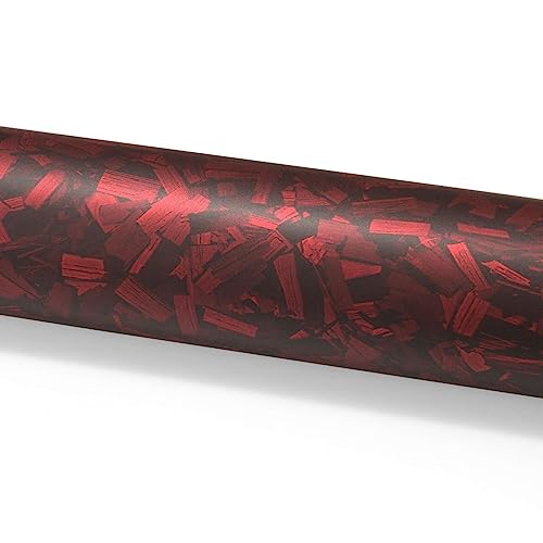 PET Marble Forged Carbon Fiber Textured Matte Red Vinyl Wrap Auto Car Sticker Decal Film Sheet Bubble Free Air Release Technology with Tool Set 5FTx10FT - size: 5ft X 10ft