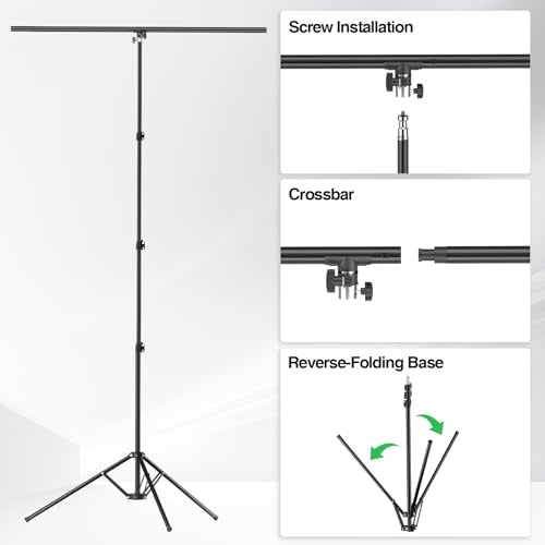 5x10ft Green Screen Backdrop Kit with Stand, Portable Greenscreen Background Includes Foldable T-Stand, 6 Clips and Carry Bag for Streaming, Gaming, Meeting, Video Production, Photography - size: 5x10ft