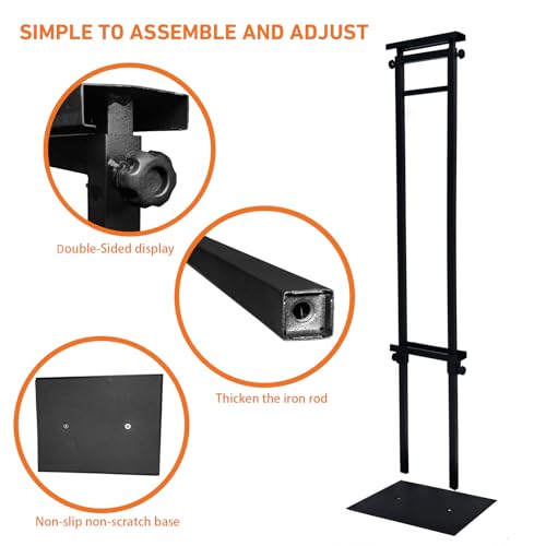 Heavy Duty Adjustable Pedestal Sign Stand, Double Sided Display Stand Adjustable to 80 inches for Poster Board & Foam Board, Column Sign Holder for Business Lobby, Wedding, Event, Black