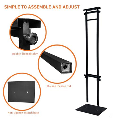Heavy Duty Adjustable Pedestal Sign Stand, Double Sided Display Stand Adjustable to 80 inches for Poster Board & Foam Board, Column Sign Holder for Business Lobby, Wedding, Event, Black