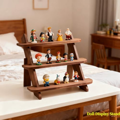 Wooden Display Stand, Tiered Cupcake Stand, 3 Tier Display Stand Riser, Rustic Risers Dessert Table Display Shelf Spice Rack Organizer Holder, Cologne Stand Perfume Organizer Stand - color: Walnut-L