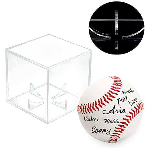 4 Pack Acrylic Baseball Case for Display, UV Protected Baseball Display Cube, Autographed Baseball Clear Display Case, Baseball Display Case for Memorabilia Baseball - size: 4 PC