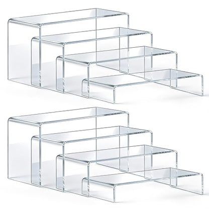 Acrylic Display Risers 8 Pcs - Clear Acrylic Shelves & Display Stand, Rectangular Risers for Cupcake, Retail & Desktop, 4 Sizes (7", 8", 9") - size: Medium