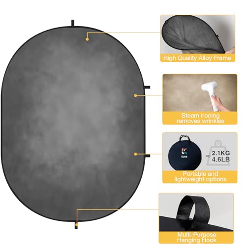 Kate 5x6.5ft(1.5x2m) Collapsible Backdrop Brown Grey Texture Pop up Backgrounds Folding Photography Backdrops Photoshoot Prop