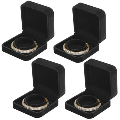 LETURE 4 Pieces Classic Velvet Bracelet Bangle Pendant Necklace Gift Box, Travel Jewelry Box Display Storage Case for Gift, Wedding, Engagement, Proposal, Birthday (Bracelet STYLE 1-4PCS) - color: Bracelet STYLE 1-4PCS
