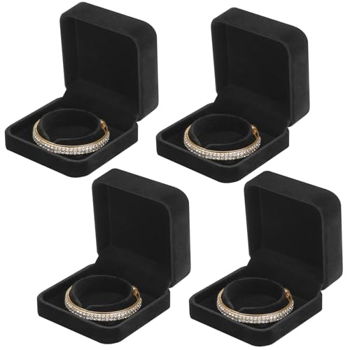 LETURE 4 Pieces Classic Velvet Bracelet Bangle Pendant Necklace Gift Box, Travel Jewelry Box Display Storage Case for Gift, Wedding, Engagement, Proposal, Birthday (Bracelet STYLE 1-4PCS) - color: Bracelet STYLE 1-4PCS