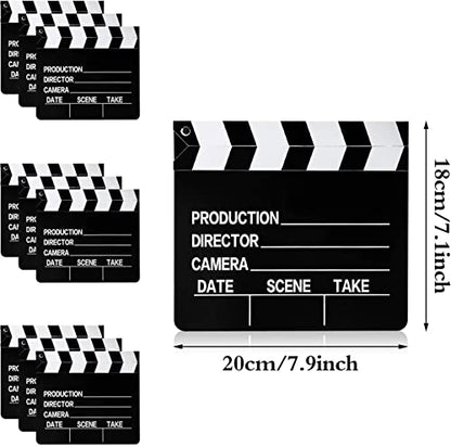 BBTO 10 Pieces Movie Film Clap Board, 7 x 8 Inch Cardboard Movie Clapboard Directors Clapper Writable Cut Action Scene Board for Movies Films Photo Props(Single-Sided Printing,Black and White) - color: Black and White, style: Single-sided Printing