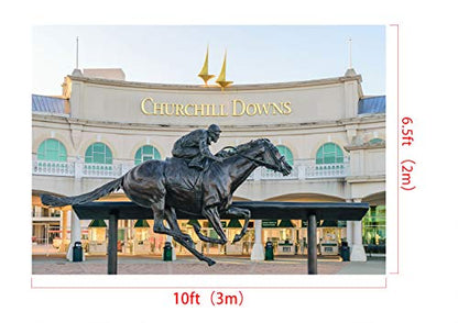 Kate 10x6.5ft Statue Photography Background Kentucky Horse Track Photo Backdrop Photo Booth Props - size: 10x6.5ft