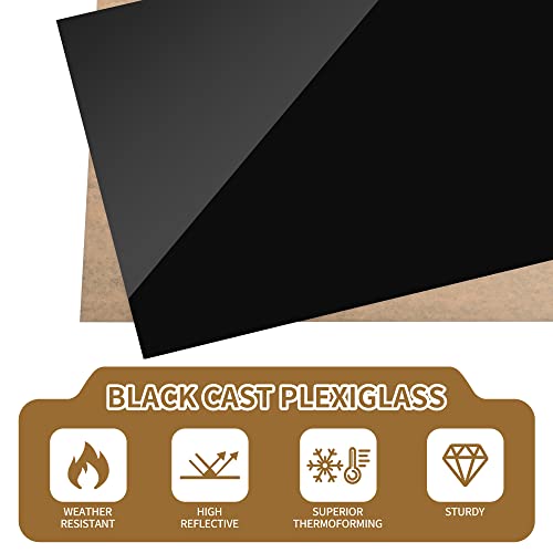 Lesnlok 11x11 Black Acrylic Sheet 1/8 inch Thick 3mm 2 Pieces Black Plexiglass Sheet,Suitable for Painting, Handicrafts, DIY Display Projects (2, 11 x 11) - size: 11 X 11 X 1/8