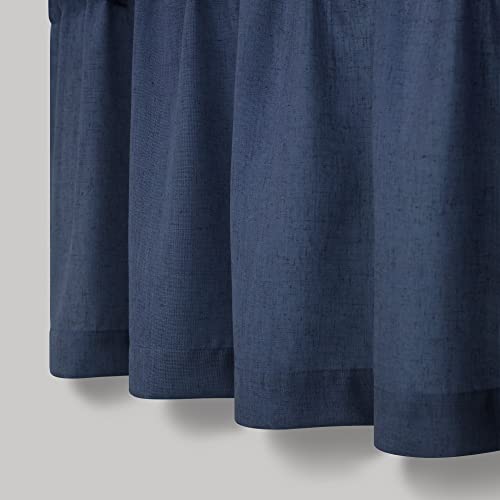 Sheer Linen Valance for Windows - 18 Inch Rod Pocket - Country Farmhouse Nautical Semi Privacy Curtain for Boys Bedroom, Kids, Small Window, Bathroom - Navy Blue - color: Navy
