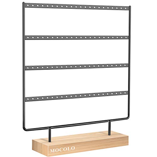 Mocolo Earring Holder Stand, Earring Organizer Display Holder Stand for Hanging Earrings(88 Holes & 4 Layers) - color: Black