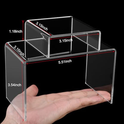 Chuangdi 20 Pcs Acrylic Display Risers, Clear Product Stand, Jewelry Display Riser Shelf Showcase Fixtures for Figure Dessert Cupcake Candy Action Showcase(Large Set) - color: Clear, size: Large Set