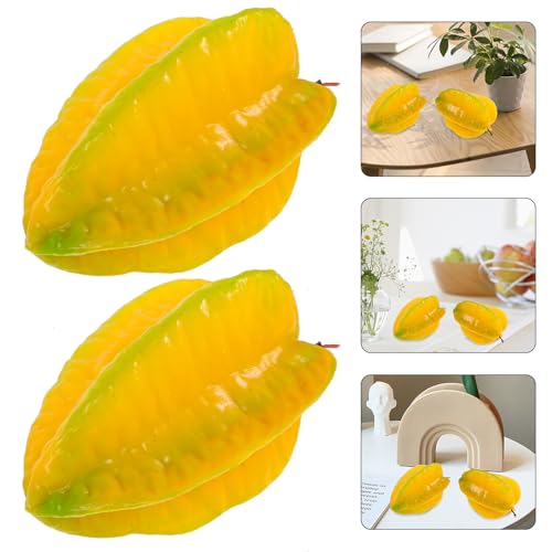 Simulated Starfruit Artificial Fruit Decoration 2pcs Plastic Fake Fruit Prop Photography Home Décor Model for Display and Window Styling
