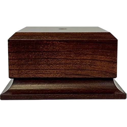 Display Base Pedestal Cherry Finish with 5/16" Center Hole – Square Stand Blank for Trophies, Figurines, 3D Prints, DIY Projects – Available in Multiple Sizes (4"Lx4"Wx2 1/8"H) - size: 4"Lx4"Wx2 1/8"H