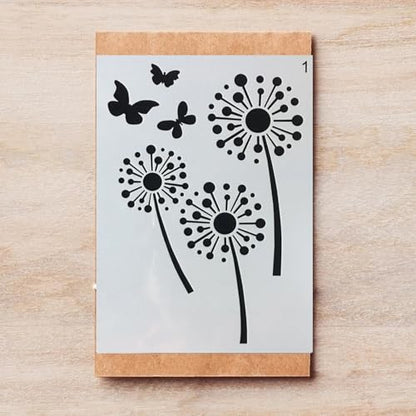 TIAMECH A4 Reusable Butterfly and Dandelion Stencil for Painting - Butterflies Layering Template, DIY Wall Art, Wood Furniture, Scrapbook & Crafts (8.3x11.7inch) - style: Butterfly and Dandelion