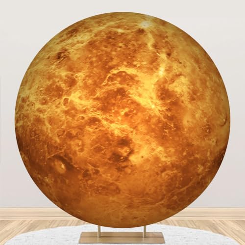 Diameter 4ft Cosmic Mercury Round Backdrop Cover Universe Galaxy Travel Themed Photography Background Outer Space Backgrounds for Kids Birthday Party Decor Cake Table Photo Booth Props - color: Mercury, size: 4x4ft-polyester