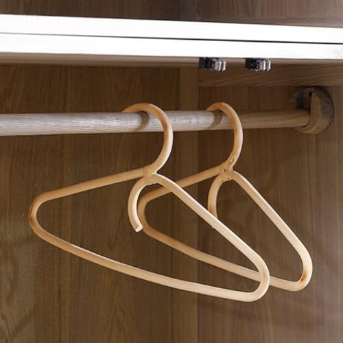 Natural Rattan Clothes Hanger with Double Hooks, Wooden Room Clothing Display Rack and Clothes Drying and Photo Props, Neutral Color