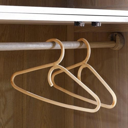 Natural Rattan Clothes Hanger with Double Hooks, Wooden Room Clothing Display Rack and Clothes Drying and Photo Props, Neutral Color