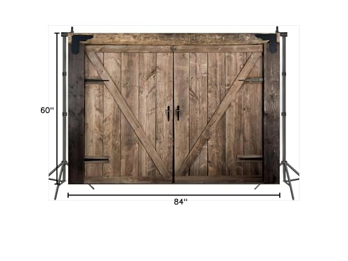 Rustic Wood Barn Door Backdrops for Photography 7x5ft Retro Wooden Door for Western Themed Birthday Baby Shower Wedding Party Decoration Farmhouse Banner Rustic Rodeo Party Decor Photo Booth Props