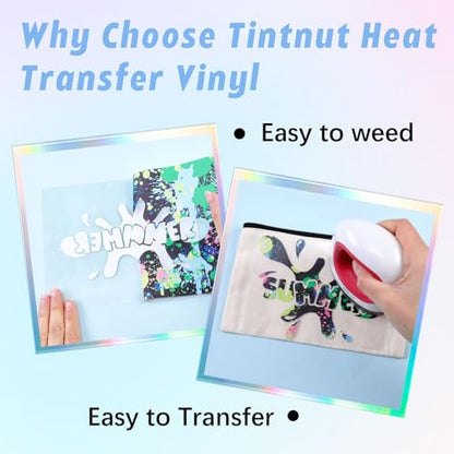 Tintnut Colorful Splash Heat Transfer Vinyl - 6 Sheets 10"x12" Green Watercolor Patterned HTV Iron On Vinyl for T-Shirts & Hats - color: Neon Green-6pcs