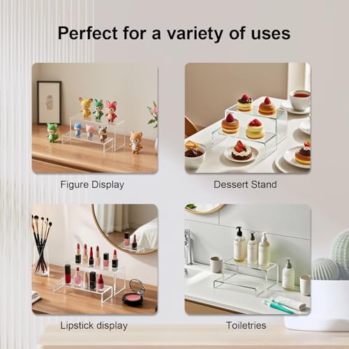 OVNTHYK Acrylic Risers 10 Pcs (2 Sets) – Large Display Risers, Clear Perfume Organizer Stands for Figures, Jewelry, Decorations, Cupcakes & Dessert Table Display