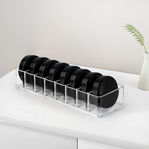 HBlife 2 Pack Clear Acrylic Makeup Compact Organizer, 8 Spaces Vanity Organizer Stand Eyeshadow Pallet Storage for Lipstick Bronzer Powder Highlighter, Skincare Cosmetic Display Cases for Bathroom - color: 2 Pack Clear