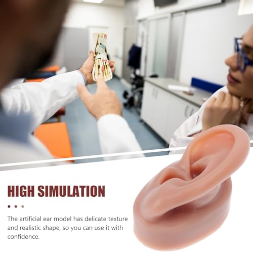 Balacoo Soft Silicone Artificial Ear Model Pair for Piercing Practice and Medical Teaching, Realistic Flexible Left Right Ear Props for Auricular Therapy and Anatomy Display