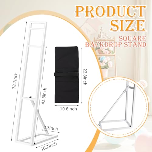 2 Pack White Wedding Backdrop Stand, Adjustable Metal Arch with Foldable Base and Weight Bag, Foam Board Display for Balloon Party and Event Decor (1.15–2m) (2)