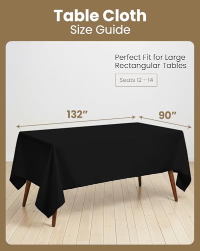 Utopia Kitchen Rectangle Table Cloth 2 Pack(90x132 Inches, Black), Tablecloth Machine Washable, Polyester Table Cover for Dining, Buffet Parties, Picnics, Events, Weddings and Restaurants - color: Black, size: 2 Pack 90x132 Inch Tablecloth
