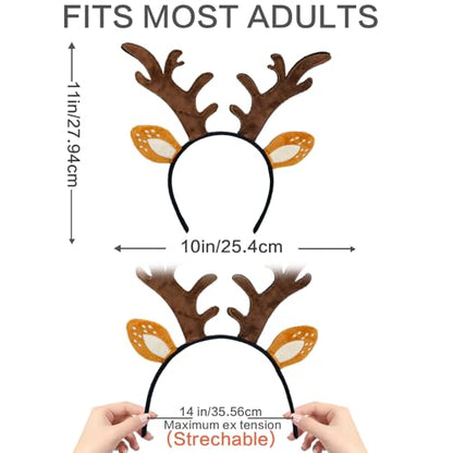 SIOTMERA Reindeer Antlers Headband, Realistic Deer Antlers Headbands Reindeer Ears Adults Christmas Party Birthday Makeup Cosplay, Reindeer Headband for Halloween Christmas Eve Costume Gift