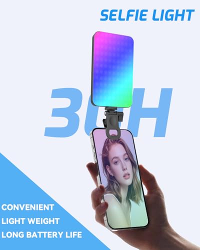 5000 mAh Portable Selfie Light for iPhone: RGB Rechargeable Phone Fill Lights, Ring Light for Camera Picture, Makeup Photo, Video Conferences, Laptop Use, Zoom Meetings, TikTok, Vlog Photography - color: Colourful