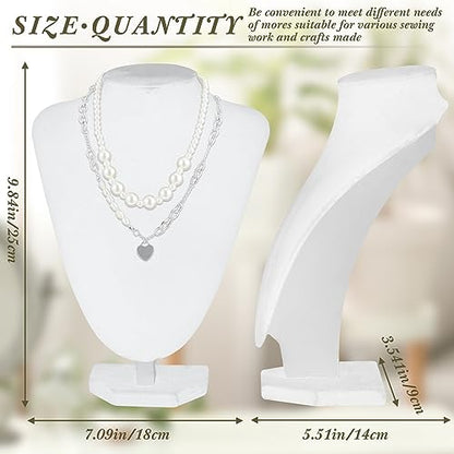 Huquary 12 Pcs Necklace Stand Display Jewelry Bust Display Stands Necklace Stand Jewelry Photography Props for Selling for Home Store Trade Shows(White,Velvet) - color: White