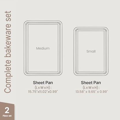 Diamond Bottom Cookie Sheet Set of 2, Nonstick White Marble Carbon Steel Baking Pans for Crisp Baking, Space-Saving Stackable Trays, PFOA, PFOS, PTFE Free, Oven Safe Up to 450°F, Small & Medium Pans - color: White Marble, size: Pack of 2