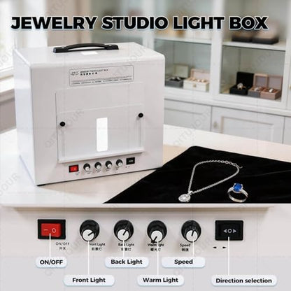 Mini Photo Studio Light Box, Dimmable 360° Turntable Jewelry Shooting Tent Softbox, Electric Rotating Dimmable Photography Tent Kit with Brightness Adjustable, Removable Black Background(TB300) - size: TB300