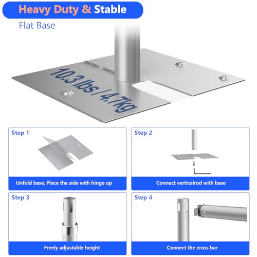 HYJ-INC Pipe and Drap Backdrop Stand Kit ,10x 10ft Heavy Duty Adjustable Frame Backdrop Stand with Flat Base,Carry bag for Event, Birthday Party, displays and Wedding Decoration