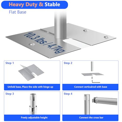 HYJ-INC Pipe and Drap Backdrop Stand Kit ,10x 10ft Heavy Duty Adjustable Frame Backdrop Stand with Flat Base,Carry bag for Event, Birthday Party, displays and Wedding Decoration