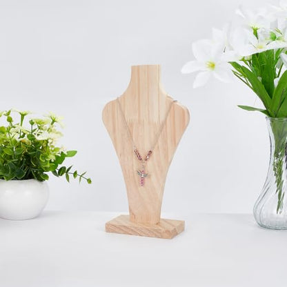 Wooden Bust Necklace Display Stands Chain Holder Jewellery Stand Mannequin for Women Hanging Pendants Chains Natural Wood Jewellery Stand Necklace Organiser Boutiques Exhibition