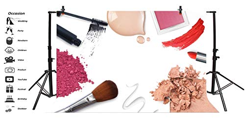 AOFOTO 10x6.5ft Fashion Makeup Set Backdrop Trendy Girl Beauty Photography Background Cosmetics Blogger Live Video Banner Powder Brush Lipstick Eyeshadow Skincare Tools Photo Studio Props Wallpaper - size: 10x6.5ft