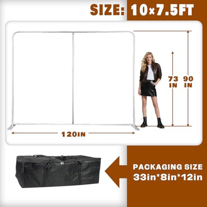 7.5x10 FT Tension Fabric Display Backdrop for Trade Show Booth, Stand Holder Backdrop Portable Aluminum Double-sided for Exhibition, Weddings, Events, - Stand Only