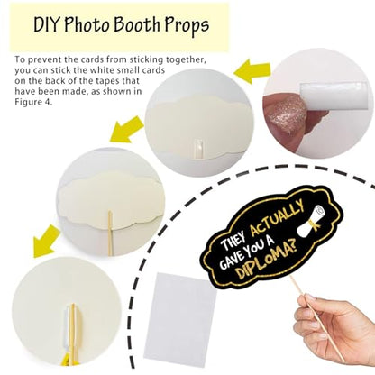 Graduation Photo Booth Props, Black and Gold Graduation Decorations for Graduate Party Supplies, Class of 2026 Large Grad Party Pose Sign-35Pcs