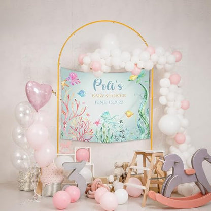 Vincidern 7.2 ft Balloon Arch Backdrop Stand Gold, Wedding Arch for Birthday Party, Bridal Baby Showers, Wedding Ceremony Arch Frame Metal - size: 7.2FT