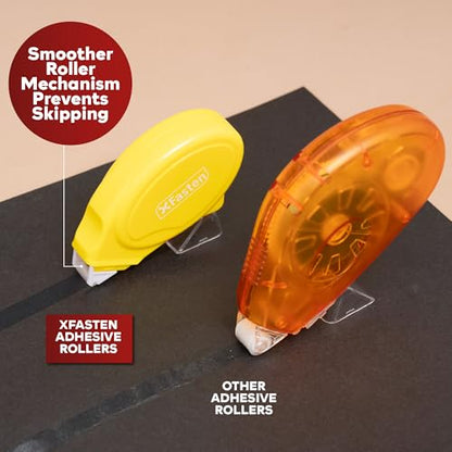 XFasten Glue Tape Roller for Scrapbooking 4-Pack Acid-Free Yellow Double Sided Tape Roller for Crafts, Photos, Bullet and Junk Journaling Supplies - Scrapbook Adhesive Runner (0.3 in x 30 ft) - color: Yellow