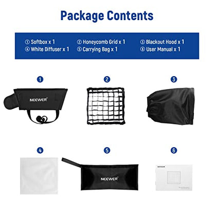 NEEWER 12.2"x11.4" Foldable Softbox Diffuser with Grid and Bag for NL660/SNL660/RGB660/RGB660 Pro/RGB660 PRO II LED Video Light Panel, Studio Photo Portrait Photography YouTube Video Soft Lighting - style: Softbox